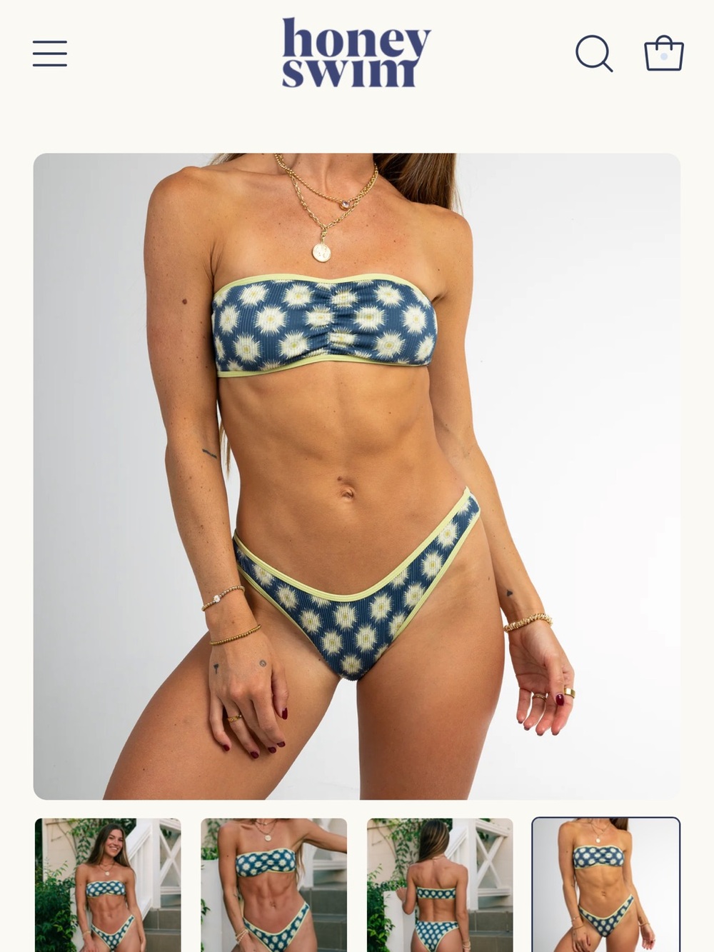 Honey Swim Pebble Ribbed Cinched Bandeau Bikini Set - Picture 10 of 12